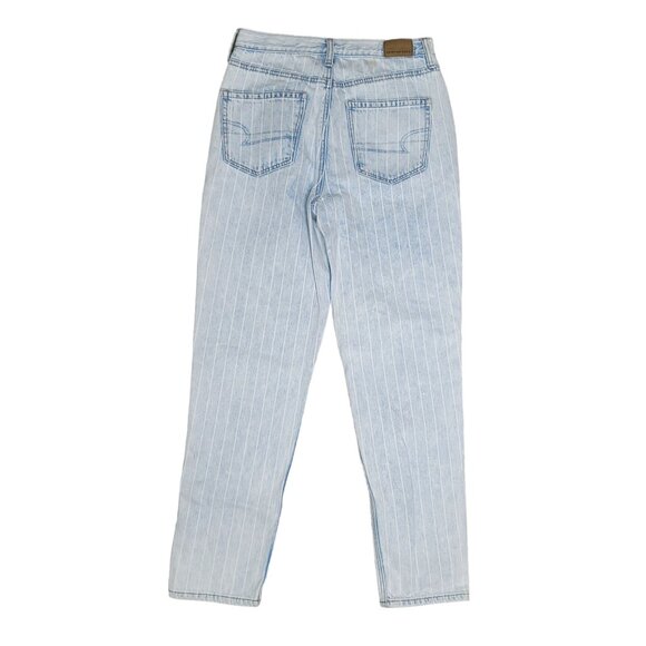 American Eagle Women's Regular Fit Light Blue Pinstripe Jeans Size 4 100% Cotton - Picture 4 of 9